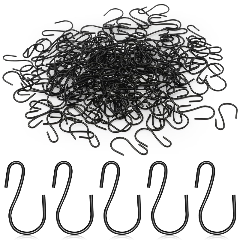 120pcs 1 Inch Mini S Hooks for Hanging, S Shaped Hooks Small S Hooks Metal Mini Ornament Hooks for Crafts Jewelry Hanging Pot Plants (Black)