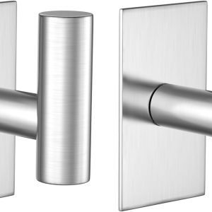 2 silver heavy-duty waterproof adhesive towel hooks.