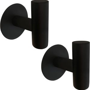 2 matte black heavy-duty sticky towel/coat hooks.