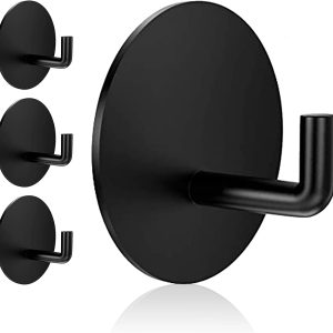 4 black stainless steel removable waterproof shower hooks.