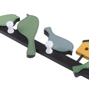 Self-adhesive wooden bird hook for coats/hats/keys.