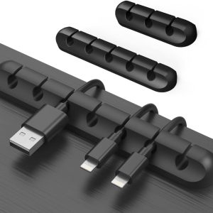 3 silicone adhesive cable clips with 7/5/3 slots.