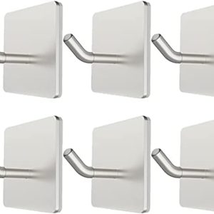 6 metal 3M adhesive hooks, no drilling needed.