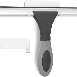 Black silicone squeegee with hook, for glass/tile.