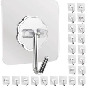 24 transparent reusable hooks, 13.2lb, waterproof.