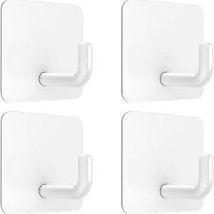 4 white stainless steel waterproof shower/towel hooks.