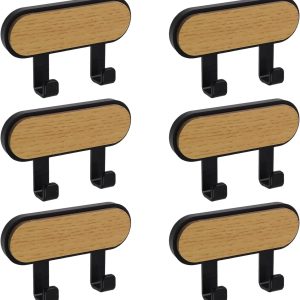 2 heavy-duty stick-on wooden coat/towel hooks.