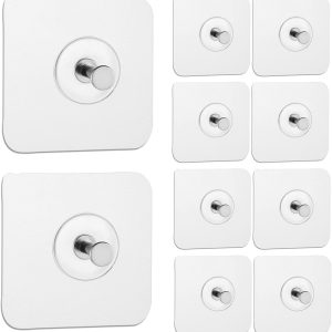 10 reusable waterproof adhesive hooks, 13.5lb.