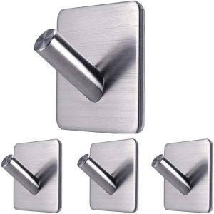 4 anti-skid stainless steel no-drill sticky hooks.