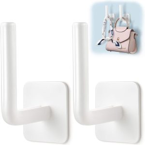 2 multi-purpose seamless adhesive hooks for kitchen/bathroom.