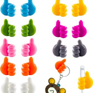 16 silicone thumbs-up wall hooks for cables/keys.
