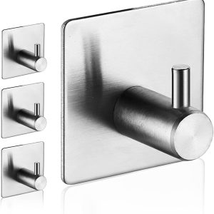 4 stainless steel waterproof removable adhesive shower hooks.