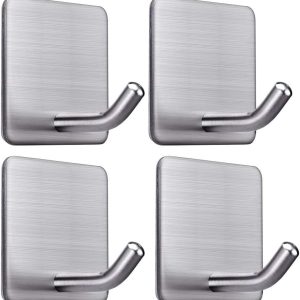 4 stainless steel waterproof heavy-duty sticky towel hooks.