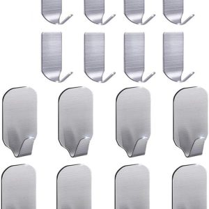 16 stainless steel waterproof stick-on hat/towel hooks.