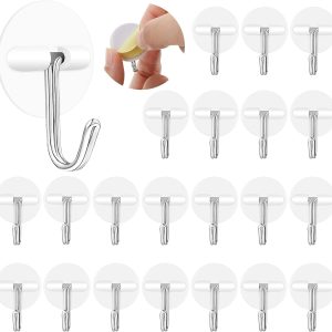 24 white round seamless sticky hooks, waterproof/oilproof.