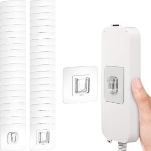 Double-sided adhesive wall hooks for outlets, frames, tissue boxes.