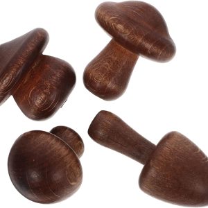 4 wooden mushroom coat hooks, nail installation.