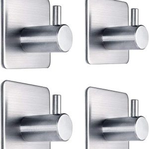 4 stainless steel waterproof heavy-duty coat/towel hooks.