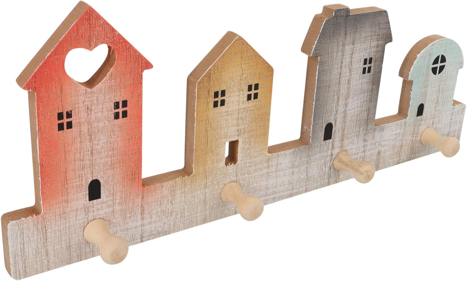 Creative wooden house-shaped adhesive hook for clothes/keys.