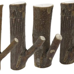 4 real tree branch farmhouse rustic self-adhesive hooks.