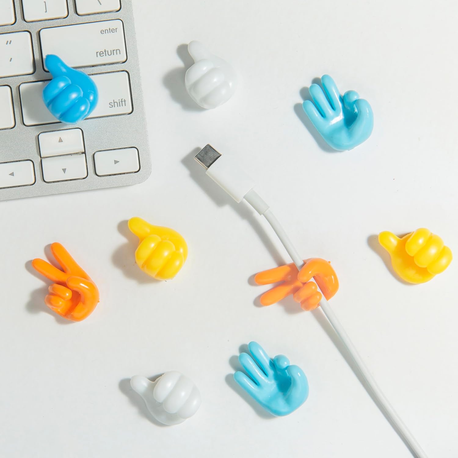 24 colorful self-adhesive silicone thumb hooks for cables. - Image 2