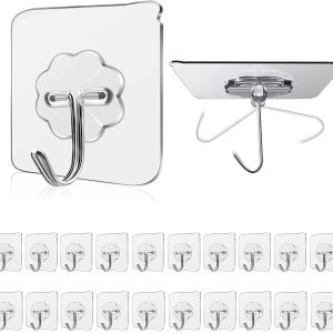 Heavy-duty transparent hooks, 33lbs, waterproof/oilproof.