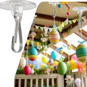 100 small clear removable ceiling hooks for decorations.
