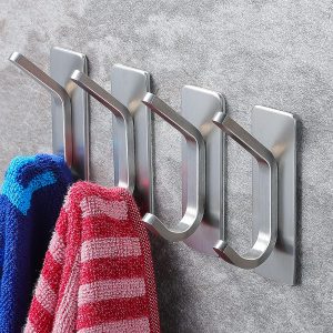 4 stainless steel adhesive towel/coat hooks.